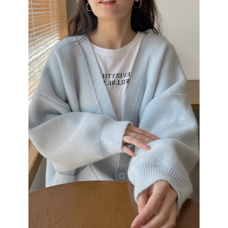 Korean Style Outwear Collar Sweater Knitted Cardigan Women'S Style Lazy Style Loose Small Top - Image 2